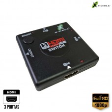 Hub Switch HDMI Suporta Full HD 1080p com 3 Portas HDMI X-Cell XC-HUB-HDMI